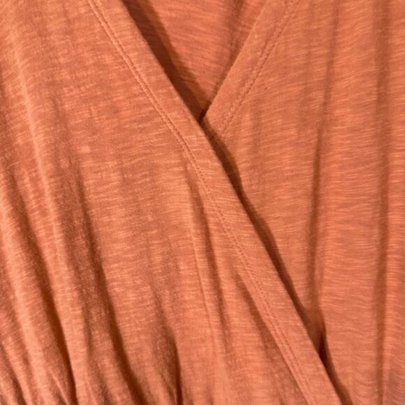 Caslon Salmon Pink Short Sleeve Cotton Wrap Style Front Dress Women Sz L - Picture 7 of 9